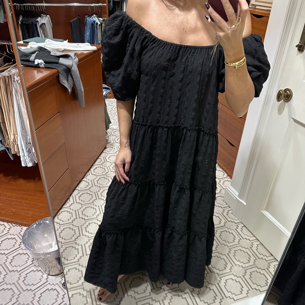 Zara black off the shoulder flowy dress